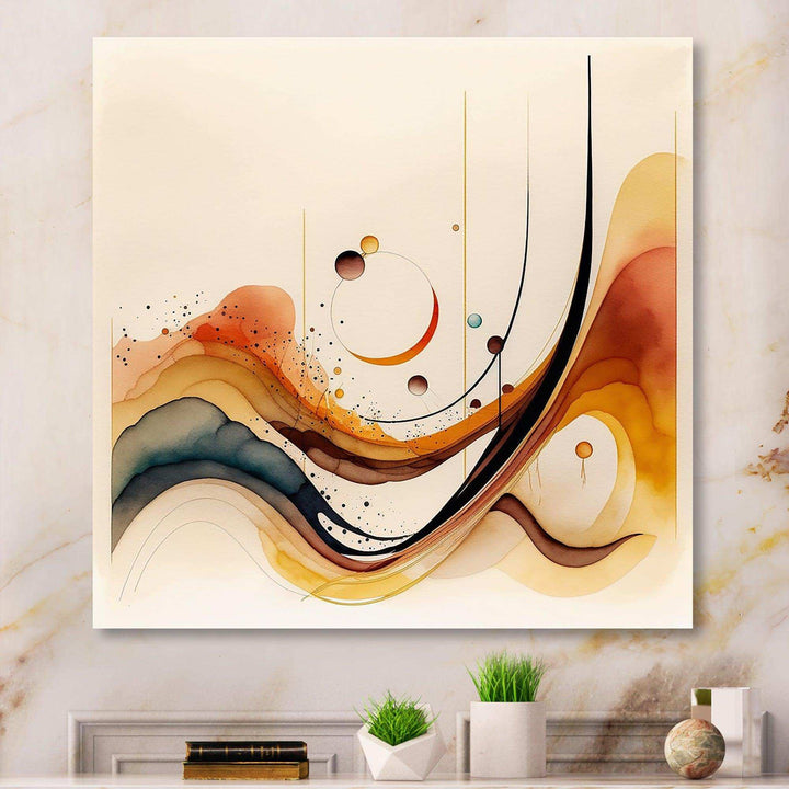 Burnt Orange Waves Abstract V - Modern Canvas Wall Art