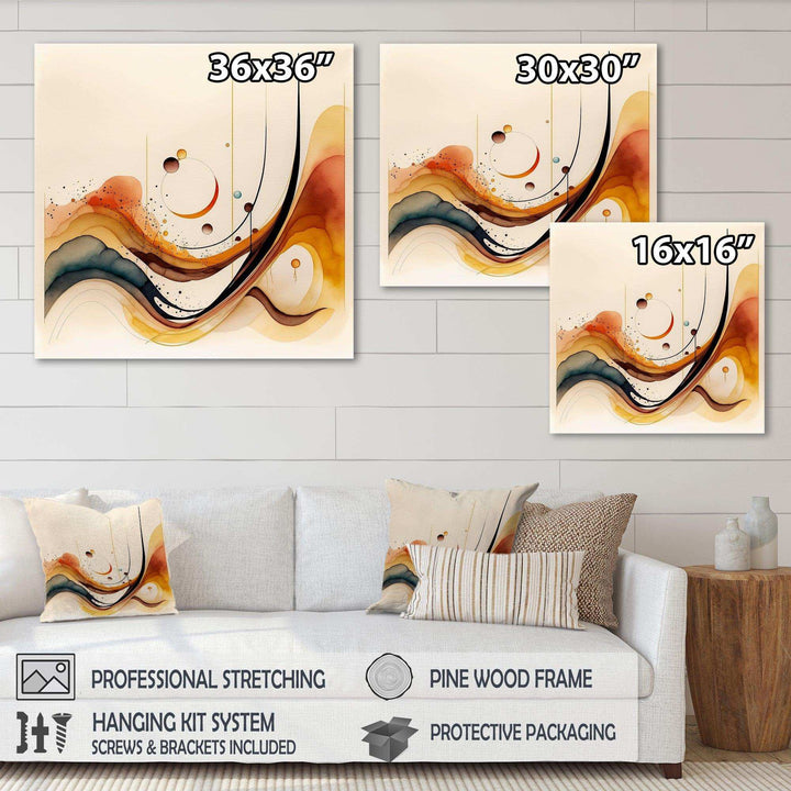 Burnt Orange Waves Abstract V - Modern Canvas Wall Art