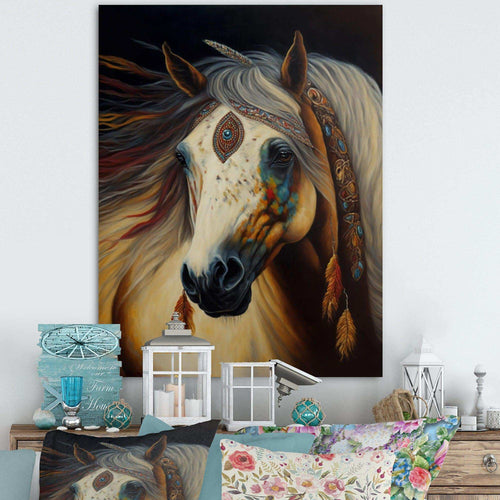 Amerindian Horse With Feathers I