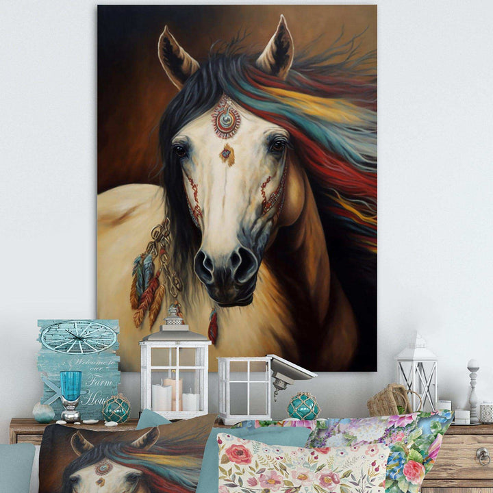 Amerindian Horse With Feathers IV