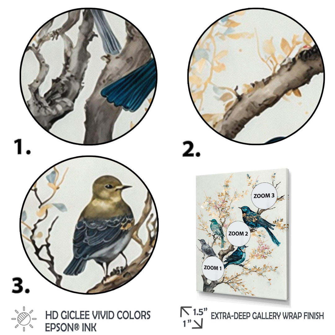Multicolor Birds On Plum Blossoms Tree IX