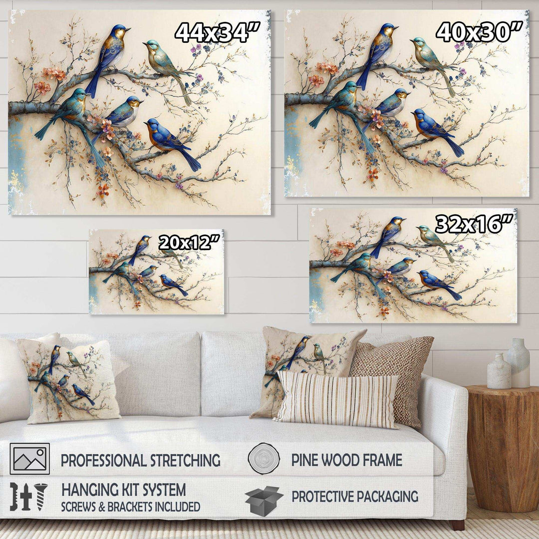 Multicolor Birds On Plum Blossoms Tree X