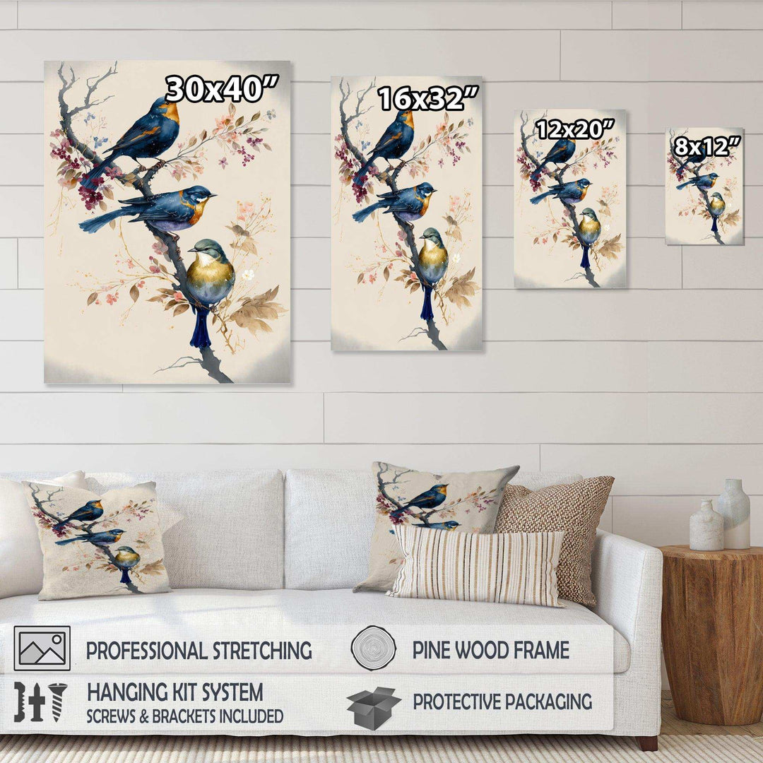 Multicolor Birds On Plum Blossoms Tree XV