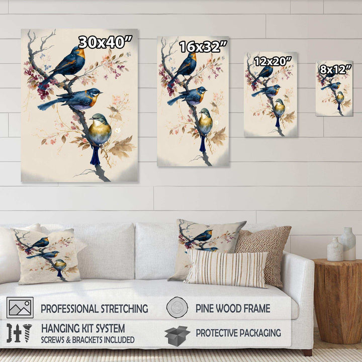 Multicolor Birds On Plum Blossoms Tree XV