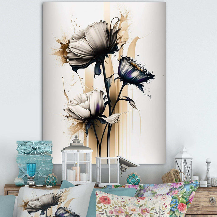 White Gerbera Flower On Golden Beige Paint II