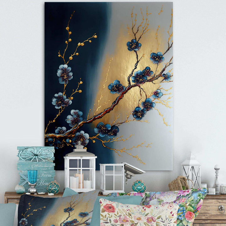 Blue Cherry Blossom Branch III