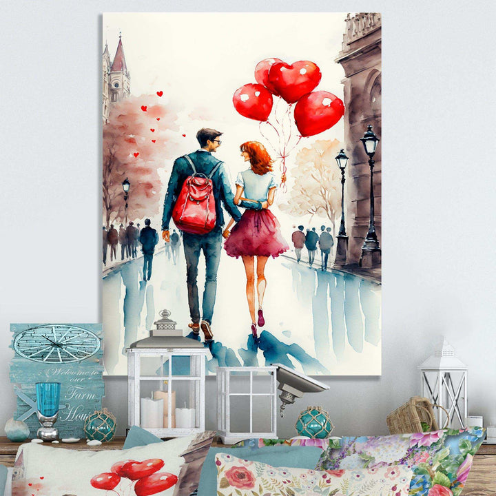 Loving Couple Walking Outdoors
