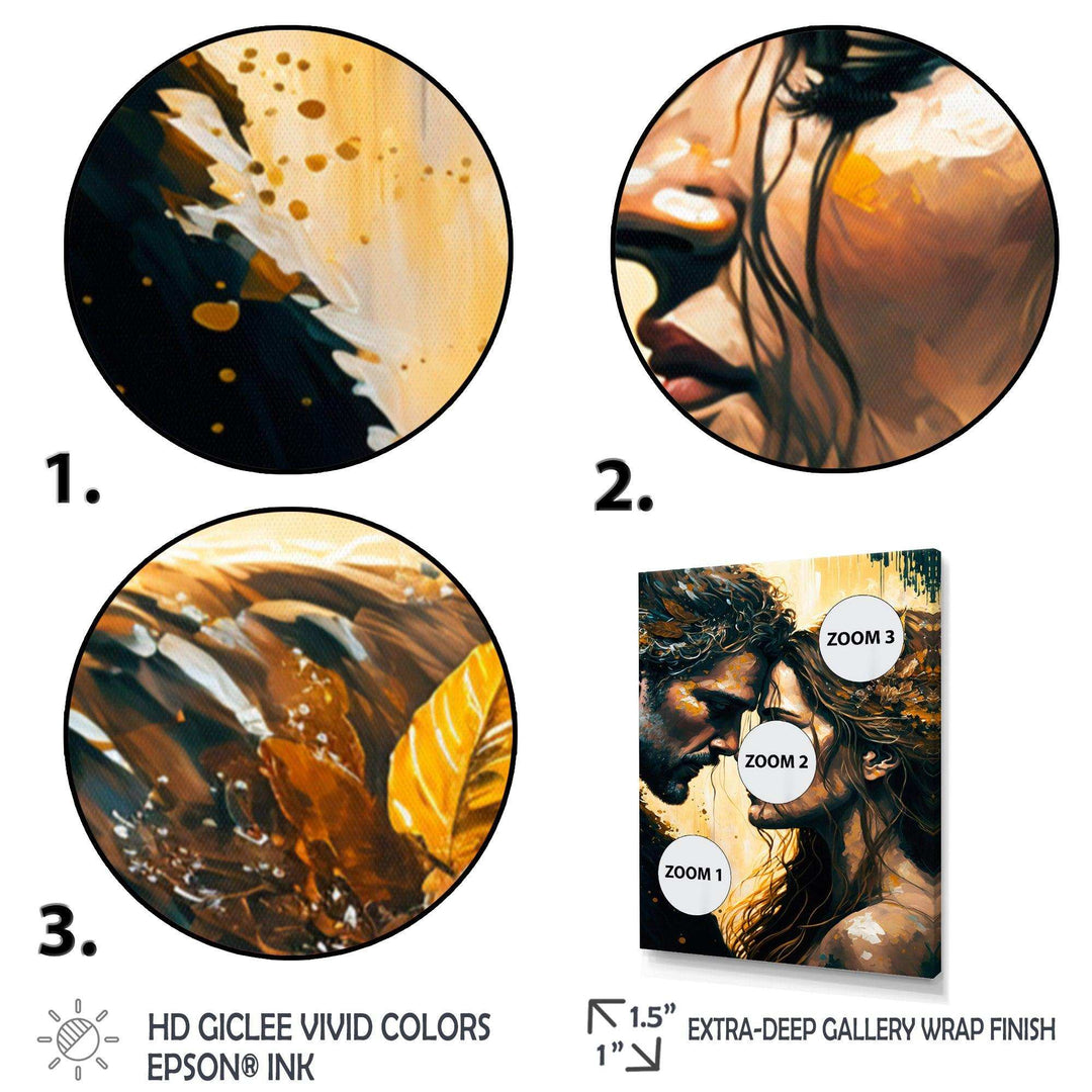 Black And Gold Couple Kissing Art I