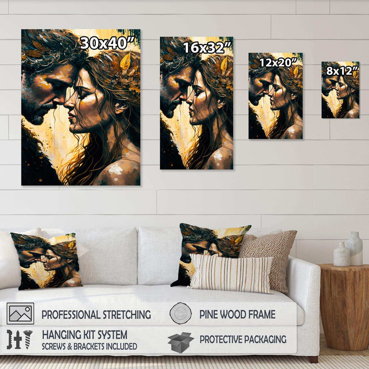 Black And Gold Couple Kissing Art I