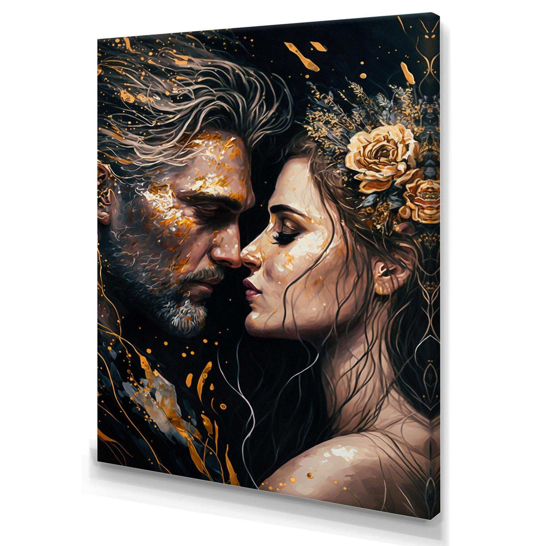Black And Gold Couple Kissing Art II
