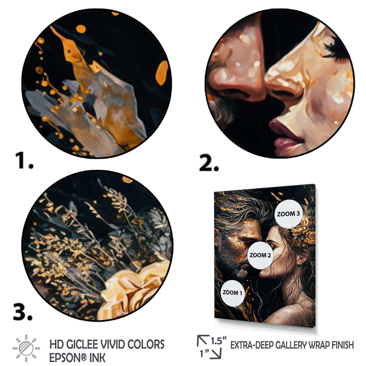 Black And Gold Couple Kissing Art II
