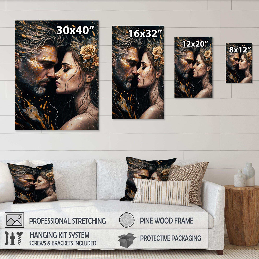 Black And Gold Couple Kissing Art II