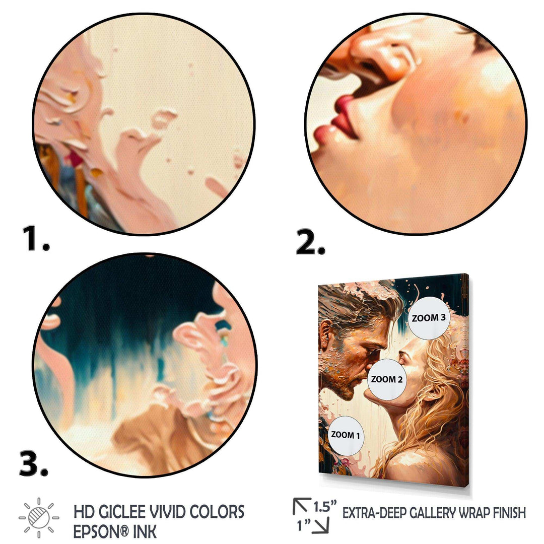 Blue And Gold Couple Kissing Art