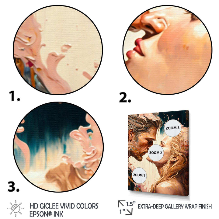 Blue And Gold Couple Kissing Art