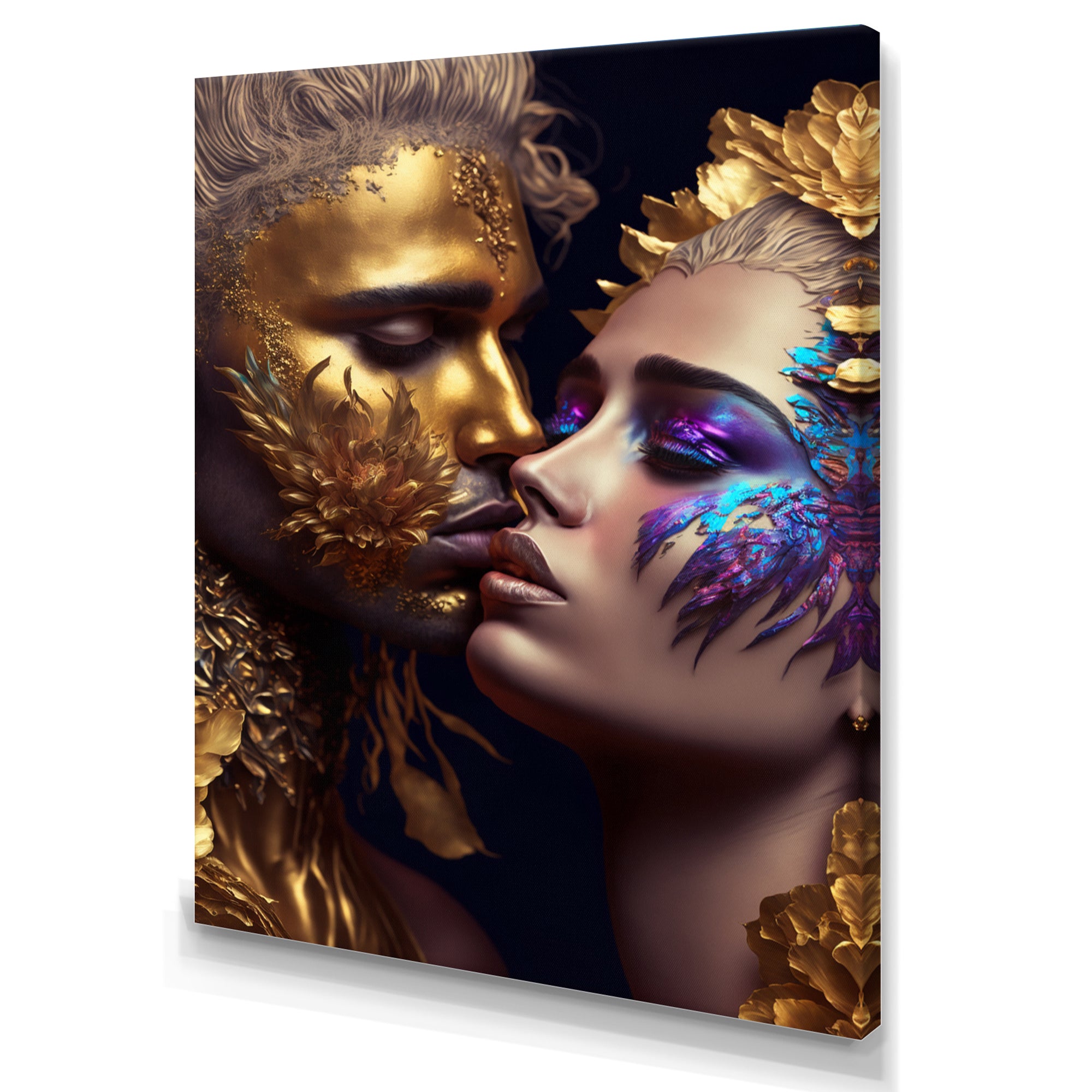 Black And Gold Couple Kissing Art III