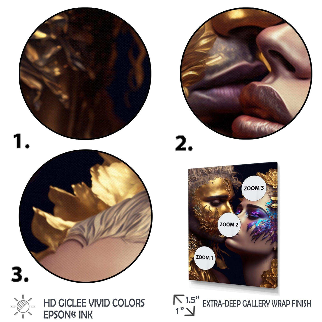 Black And Gold Couple Kissing Art III