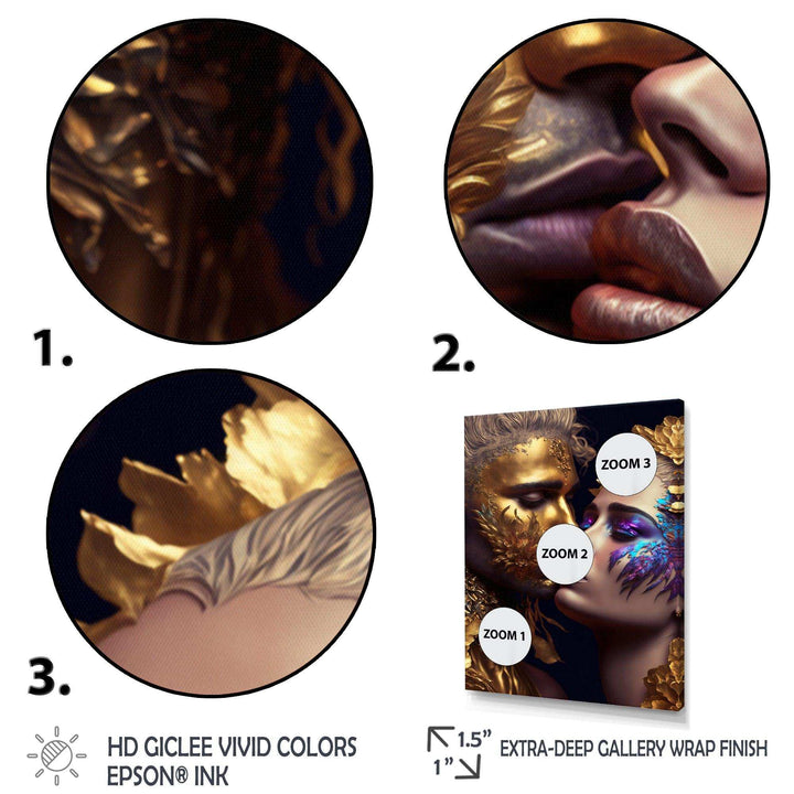 Black And Gold Couple Kissing Art III