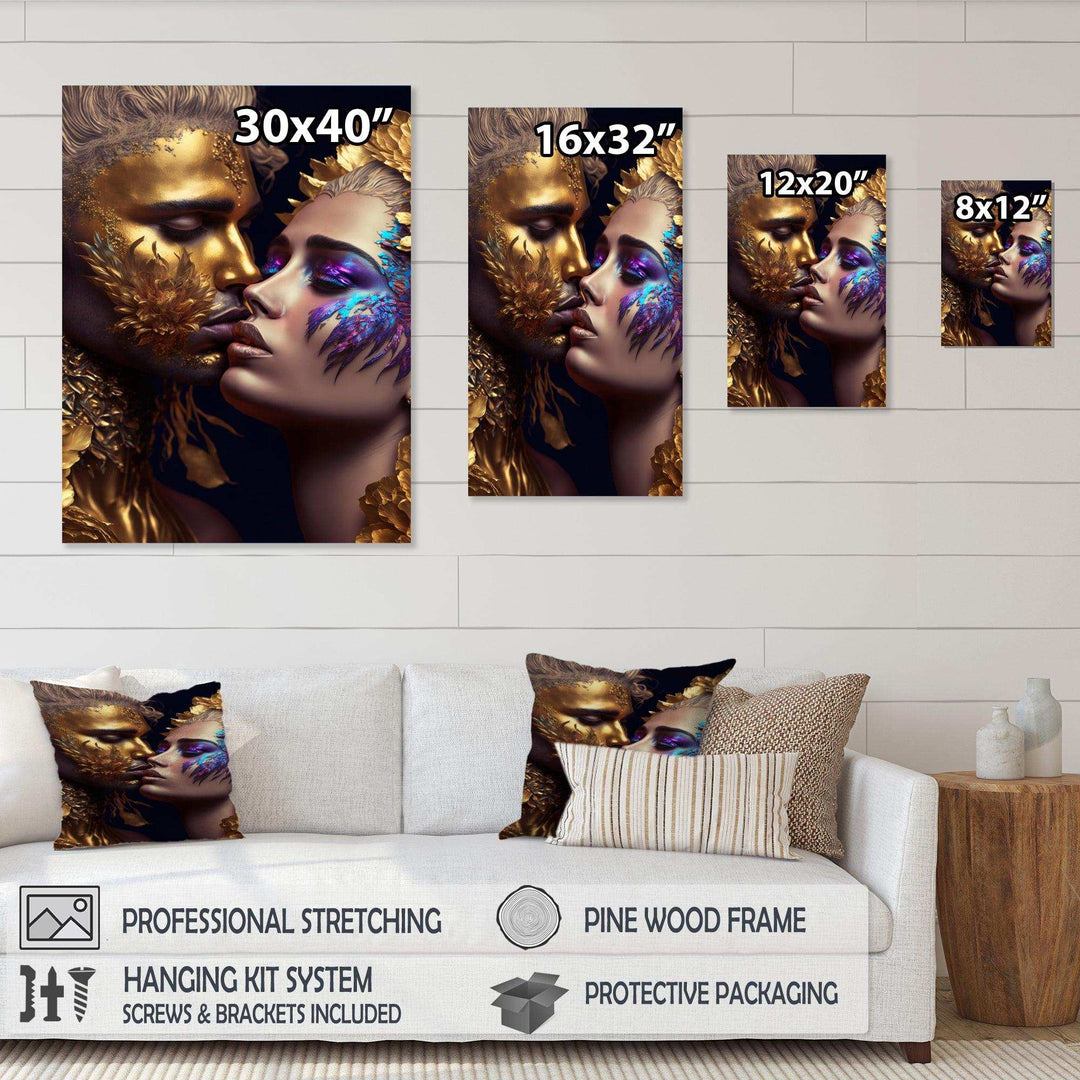 Black And Gold Couple Kissing Art III