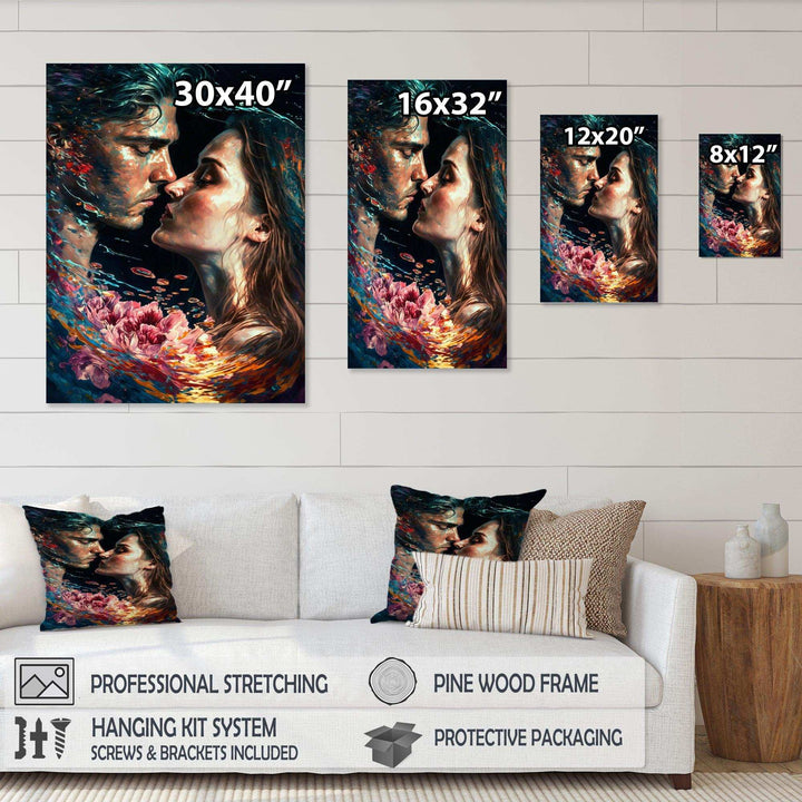 Loving Couple Kissing Floral Design II