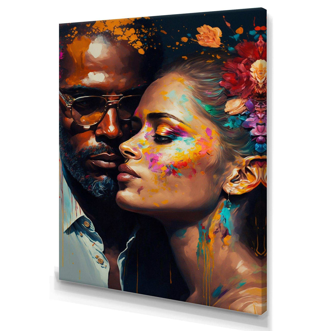 Loving Couple Kissing Floral Design IV