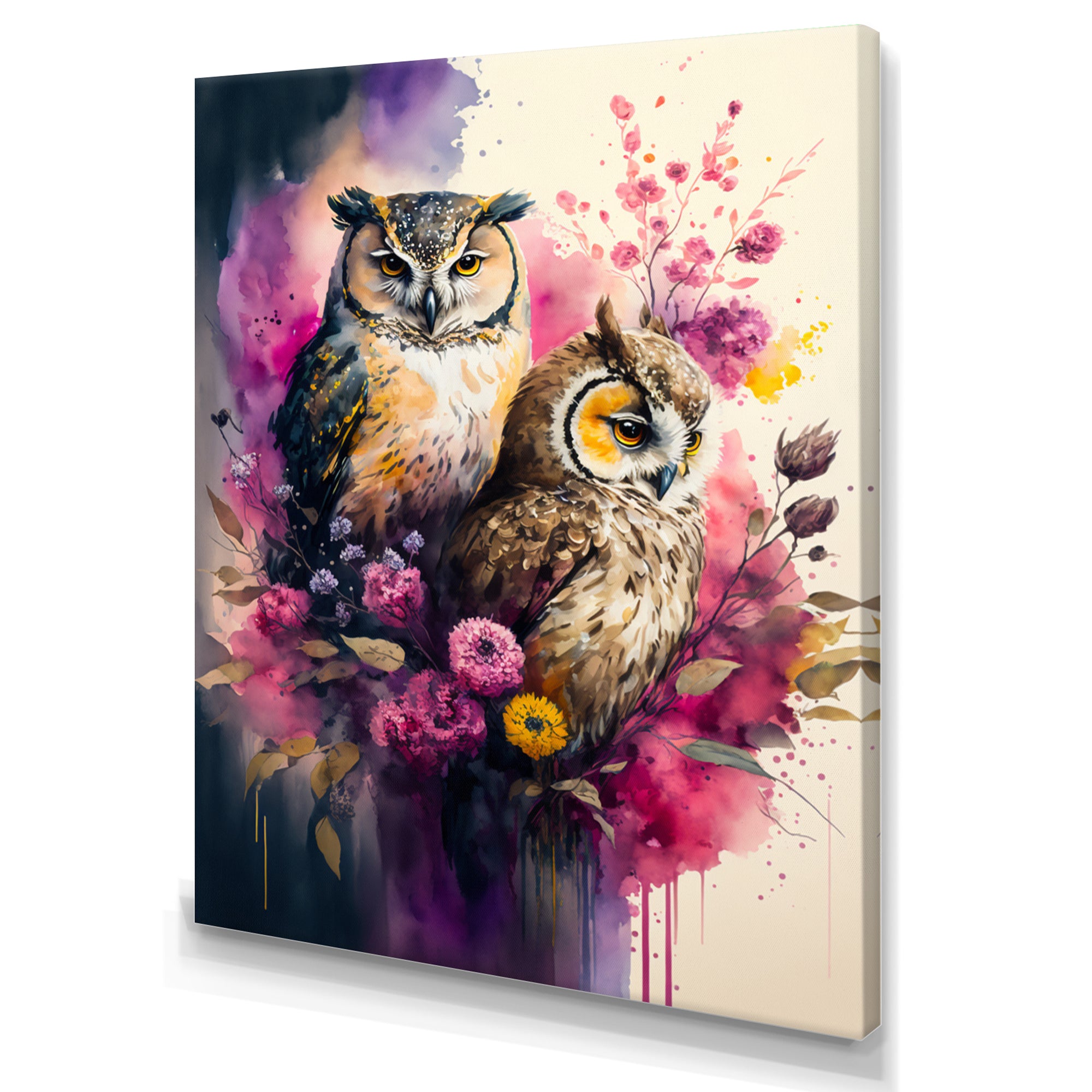 Cute Owls Floral Art I