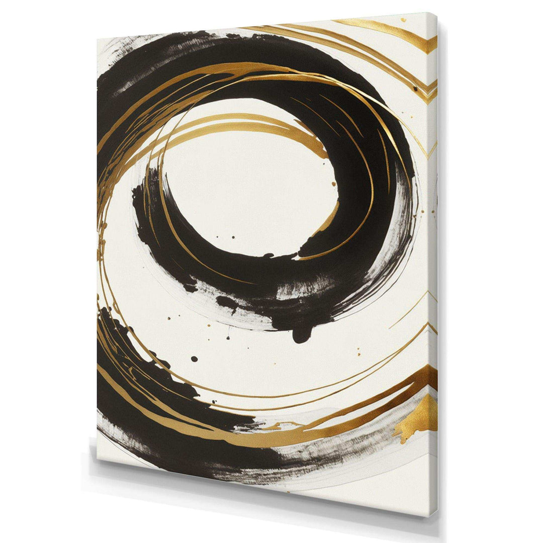 Black And Gold Curves I - Modern Living Room Wall Decor