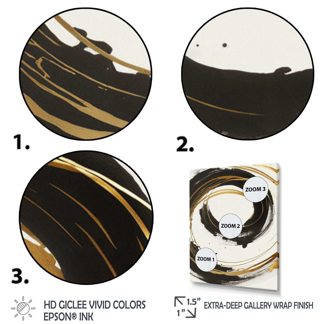Black And Gold Curves I - Modern Living Room Wall Decor