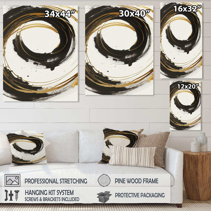 Black And Gold Curves I - Modern Living Room Wall Decor