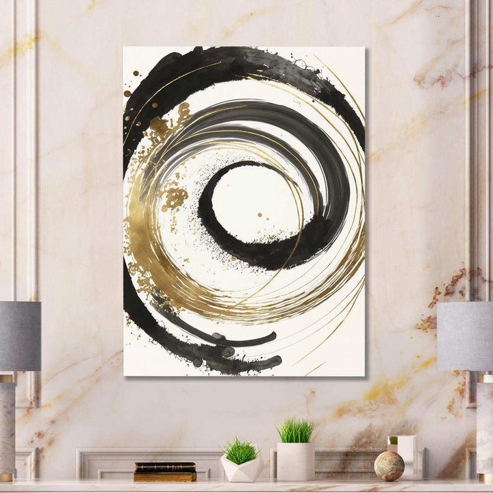 Black And Gold Curves IV - Modern Bedroom Wall Art