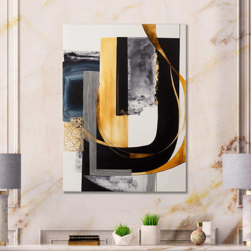 Glam Gold And Black Expression III - Modern Living Room Wall Decor