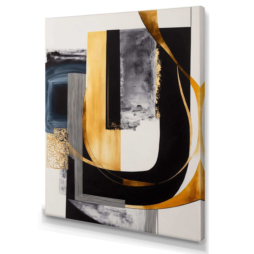 Glam Gold And Black Expression III - Modern Living Room Wall Decor
