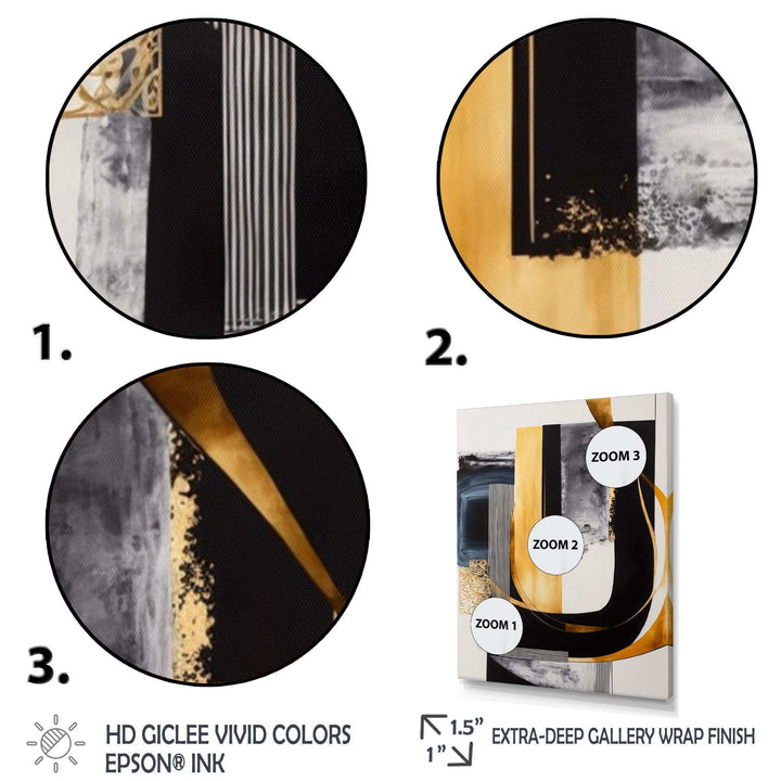 Glam Gold And Black Expression III - Modern Living Room Wall Decor