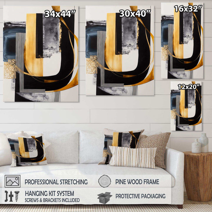 Glam Gold And Black Expression III - Modern Living Room Wall Decor