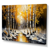 Monochrome Golden Birch Trees By The River I