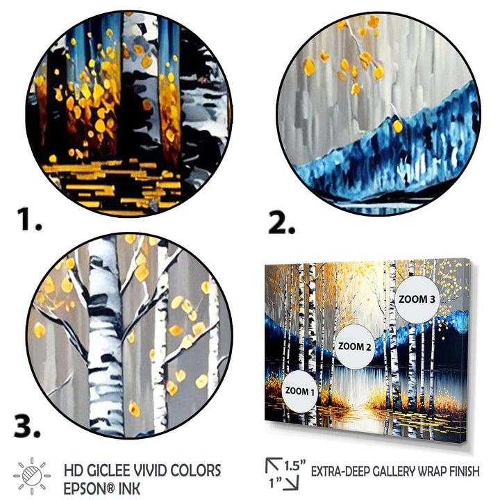 Monochrome Golden Birch Trees By The River IV
