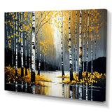 Monochrome Golden Birch Trees By The River V