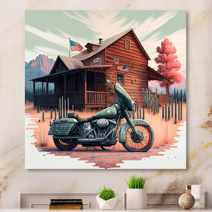 Motorcycle Parked At The Cabin V