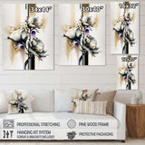 White Orchid Flower On Golden Beige Paint I