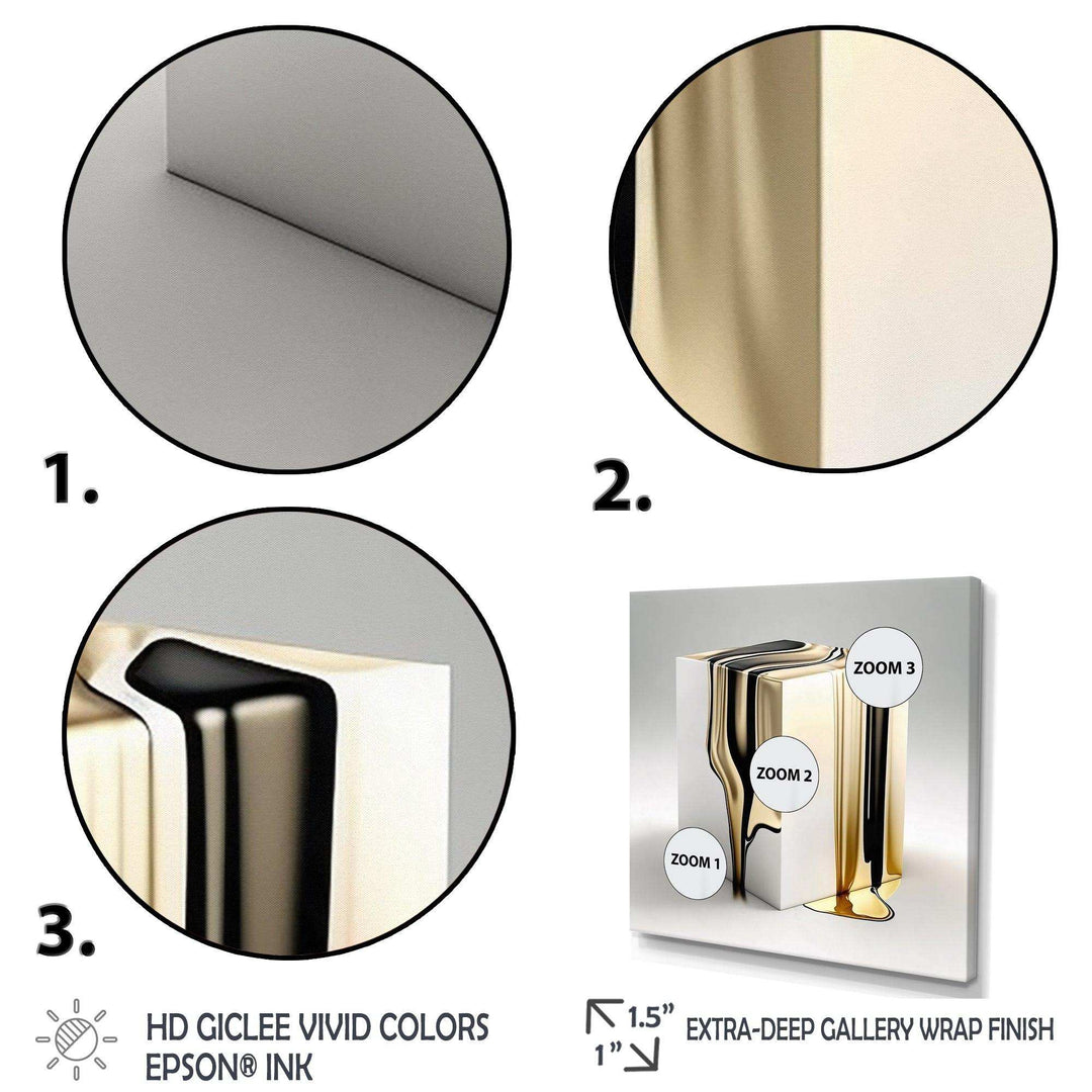 Black And Gold Cubic Expression I - Modern Living Room Wall Decor