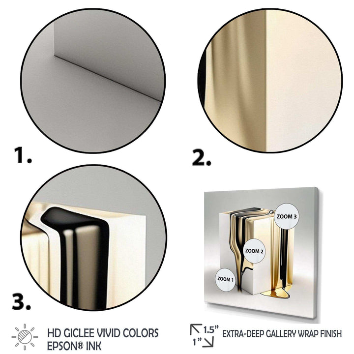 Black And Gold Cubic Expression I - Modern Living Room Wall Decor