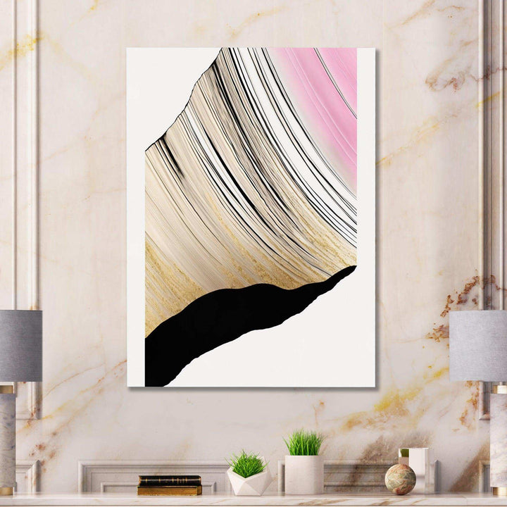 Minimalism Pink And Gold Cubic Fusion I - Modern Canvas Wall Art