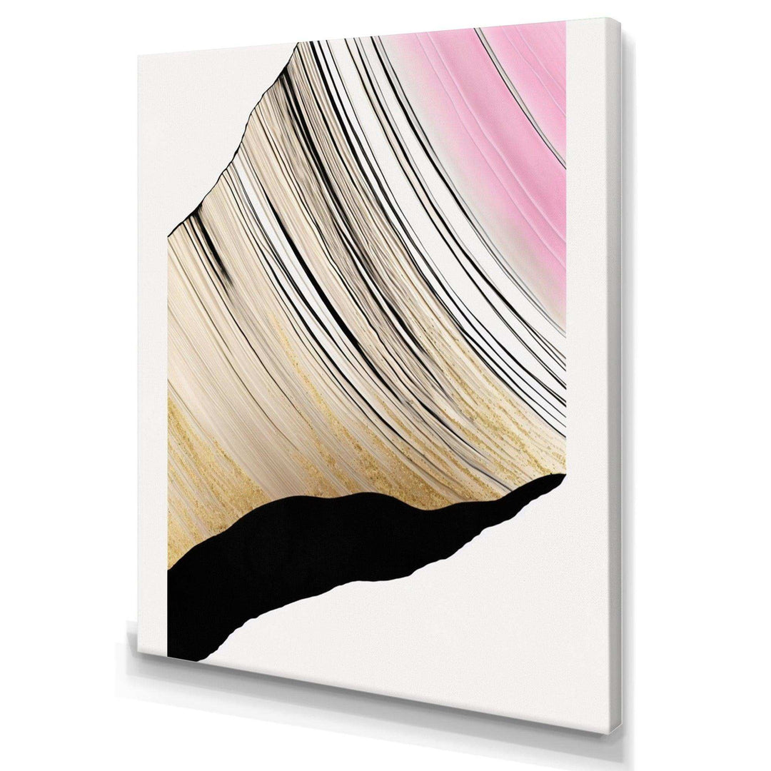 Minimalism Pink And Gold Cubic Fusion I - Modern Canvas Wall Art