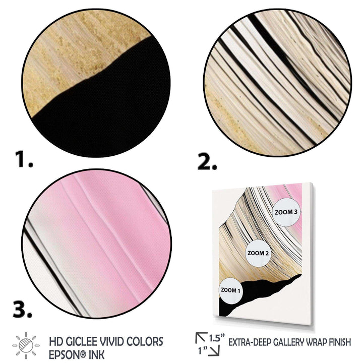 Minimalism Pink And Gold Cubic Fusion I - Modern Canvas Wall Art