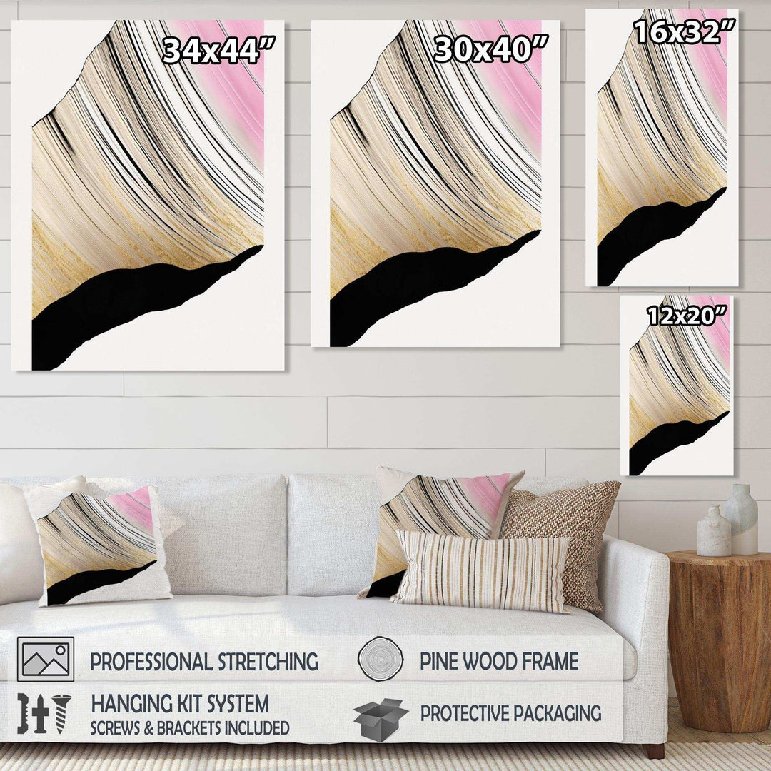 Minimalism Pink And Gold Cubic Fusion I - Modern Canvas Wall Art