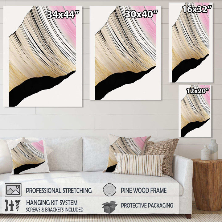 Minimalism Pink And Gold Cubic Fusion I - Modern Canvas Wall Art