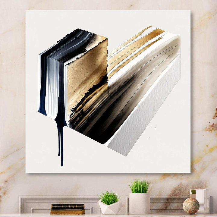 Black And Gold Cubic Expression II - Modern Bedroom Wall Art