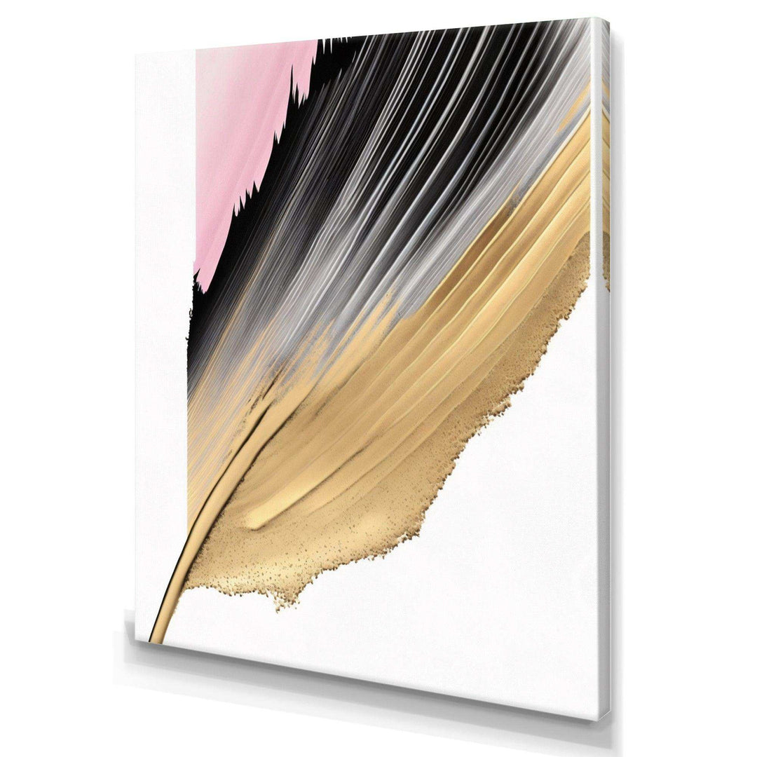 Minimalism Pink And Gold Cubic Fusion II - Modern Living Room Wall Decor