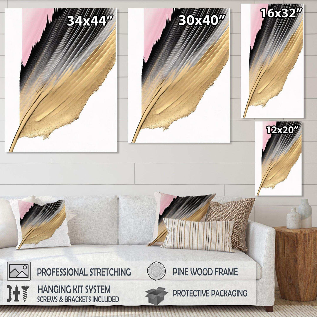 Minimalism Pink And Gold Cubic Fusion II - Modern Living Room Wall Decor
