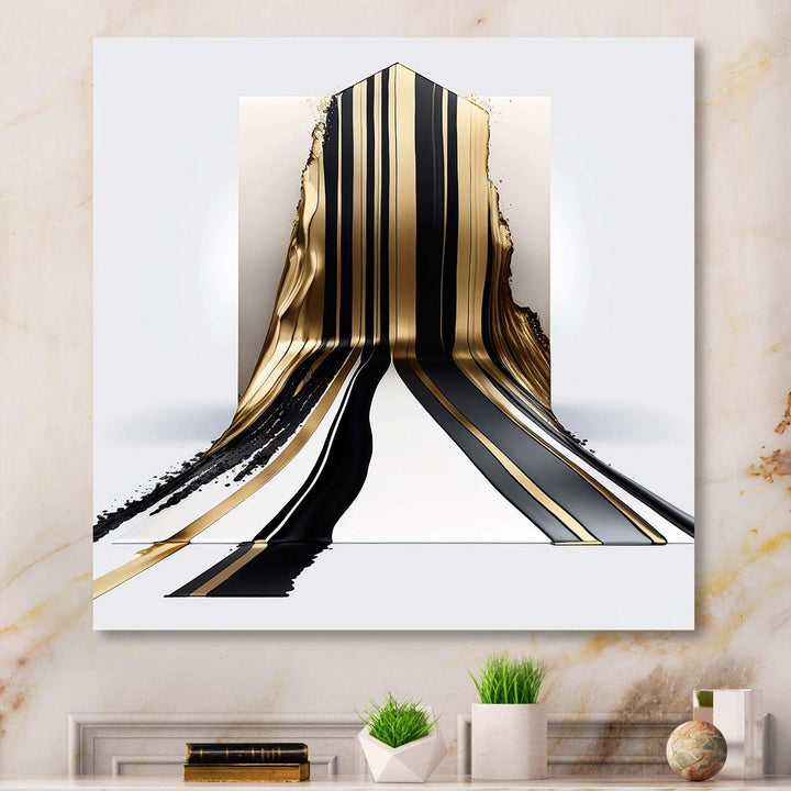 Black And Gold Cubic Expression V - Modern Bedroom Wall Art