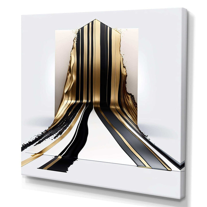 Black And Gold Cubic Expression V - Modern Bedroom Wall Art